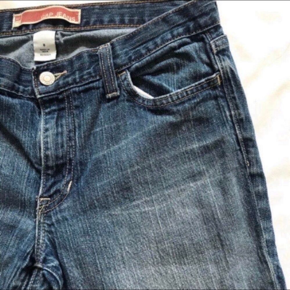 GAP Jeans Crop Capri Womens Sz 8 Denim Blue Jeans Stretch Triangle Flap Pockets - Picture 4 of 10
